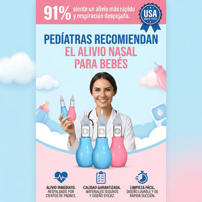 Aspirador Nasal Silicona Bebé Antirreflujo Sin BPA Recién Nacido