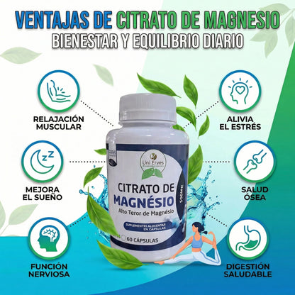 Magnesio 60 Cápsulas Suplemento Nutricional Adultos Rutina Diaria