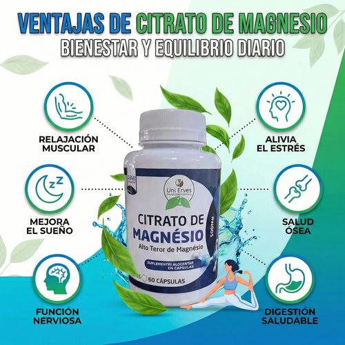 Magnesio 60 Cápsulas Suplemento Nutricional Adultos Rutina Diaria