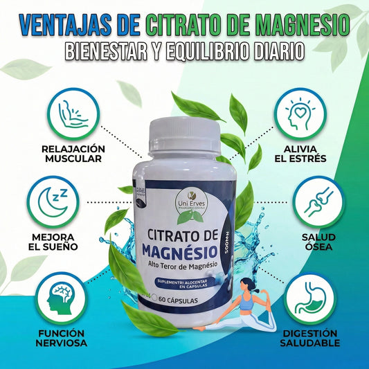 Magnesio 60 Cápsulas Suplemento Nutricional Adultos Rutina Diaria
